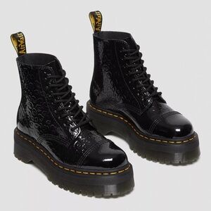 NEW! Dr Martens Sinclair Leopard Emboss Patent Leather Platform Boots Sz W7 UK 5